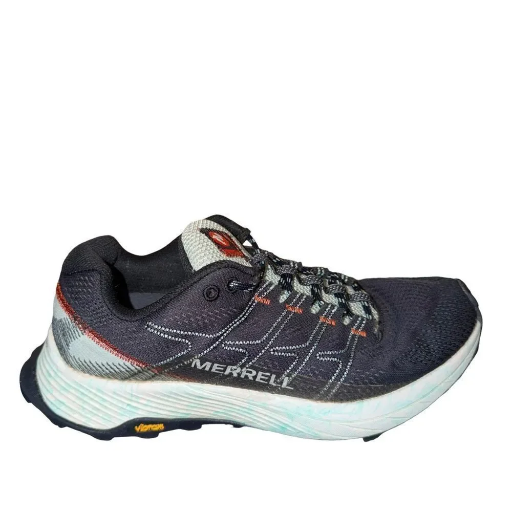 Merrell Women's Black and White Cushioned Trail Runner with Red Accent size 9